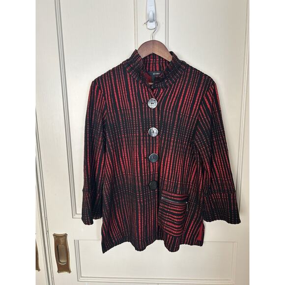 Ali Miles Tops - Ali Miles Striped Button Closure Blouse Womens Size Small Red Black Boho Career